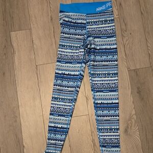 Nike Kids Blue and White Patterned Leggings
